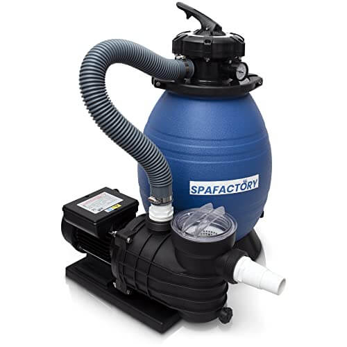 SPAFACTORY Sandfilteranlage Pool 10m3/h - Mit Sandfilterpumpe und Vorfilter - Filteranlage Ø 32/38 mm - 1